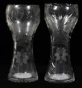CUT AND ETCHED GLASS VASES CIRCA 1920 PAIR