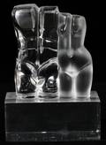 DAUM CLEAR  FROSTED GLASS TORSO SCULPTURE