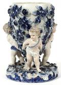 DRESDEN PORCELAIN VASE W CHERUBS