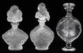 LALIQUE CRYSTAL SCENT BOTTLE  2 ADDITIONAL BOTTLES