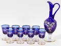 BOHEMIAN COBALT GLASS WINE SET 9 PCS