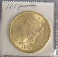 1897 US Liberty Head double eagle 20 gold coin