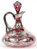 ART NOUVEAU CRANBERRY CRYSTAL CRUET C 1900