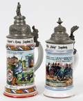 GERMAN PORCELAIN REGIMENTAL STEINS TWO