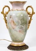 HANDPAINTED PORCELAIN LAMP SIGNED  DATED 1900