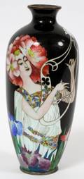JAPANESE CLOISONN  EMBOSSED FOIL VASE