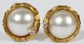 18KT YELLOW GOLD  MABE PEARL EARRINGS PAIR