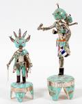 NAVAJO STERLING  TURQUOISE KACHINA FIGURES TWO