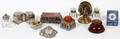 ANTIQUE GLASS AND STERLING INKWELLS NINE