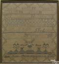 English silk on linen sampler early 19th c