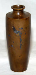 3126 JAPANESE INLAID BRONZE VASE 19TH CENTURY H 5 3