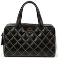 CHANEL SURPIQUE BLACK LEATHER BOWLER BAG