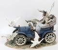 LLADRO PORCELAIN FIGURE GROUP CAR IN TROUBLE 1978