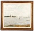 Signed Oil on Canvas Seascape Sailboats on Water