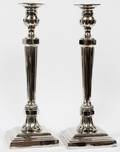 CONTEMPORARY SILVERPLATE CANDLESTICKS