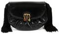 JUDITH LEIBER BLACK KARUNG BAG W JEWELED CLASP