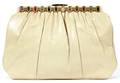 JUDITH LEIBER IVORY KARUNG BAG W JEWELED CLASP