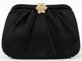 JUDITH LEIBER SATIN EVENING BAG W JEWELED CLASP