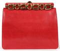 JUDITH LEIBER RED KARUNG BAG W JEWELED CLASP