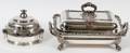 SILVER PLATE CHAFING DISH  COVERED BUTTER DISH