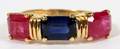 YELLOW GOLD NATURAL RUBIES  SAPPHIRE RING