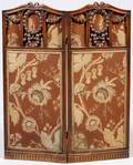 FRENCH WALNUT AND TAPESTRY FIRE SCREEN