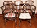 WALNUT WINDSOR ARMCHAIRS FIVE