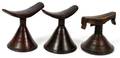 AFRICAN CARVED WOOD HEAD RESTS THREE
