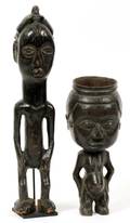 AFRICAN KUBA CARVED FIGURE  WINE CUP TWO