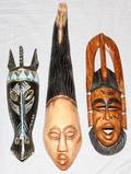 AFRICAN TRIBAL CARVED MASKS 3 PCS