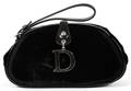 CHRISTIAN DIOR BLACK VELVET WRISTLET CLUTCH