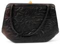 JUDITH LEIBER VINTAGE BLACK LEATHER HANDBAG