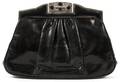 JUDITH LEIBER BLACK KARUNG BAG W JEWELED CLASP