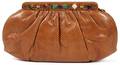 JUDITH LEIBER BROWN KARUNG BAG W JEWELED CLASP