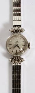 OMEGA 14KT WHITE GOLD  DIAMONDS LADIES WRISTWATCH
