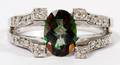 14KT WHITE GOLD DIAMOND  MYSTIC TOPAZ RING