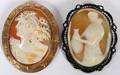 CARVED SHELL CAMEO BROOCHES C 1900 TWO