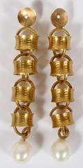 GOLD  PEARL DANGLE EARRINGS PAIR