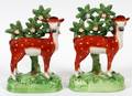 ENGLISH STAFFORDSHIRE FIGURES OF DEER LATE 19TH C