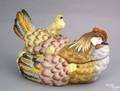 Elaborate porcelain hen on nest covered bowl
