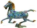 CHINESE CLOISONNE GALLOPING HORSE ATOP A DOVE