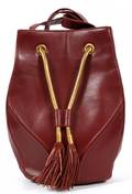 PALOMA PICASSO RED LEATHER DRAWSTRING SHOULDER BAG