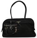 PRADA BLACK NYLON SHOULDER BAG