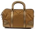 PRADA BRONZE NYLON  METALLIC SAFFIANO LEATHER BAG