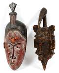 AFRICAN CARVED MASKS TWO
