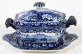 CLEWS STAFFORDSHIRE BLUE TRANSFER TUREEN  TRAY