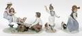 LLADRO PORCELAIN FIGURES W DOGS THREE