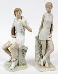 LLADRO PORCELAIN FIGURES OF TENNIS PLAYERS TWO