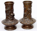 3297 JAPANESE BRONZE VASES WITH BIRD MOTIF 19TH CENTU