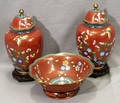 3284 CHINESE CLOISONN VASES WITH COVERS 2